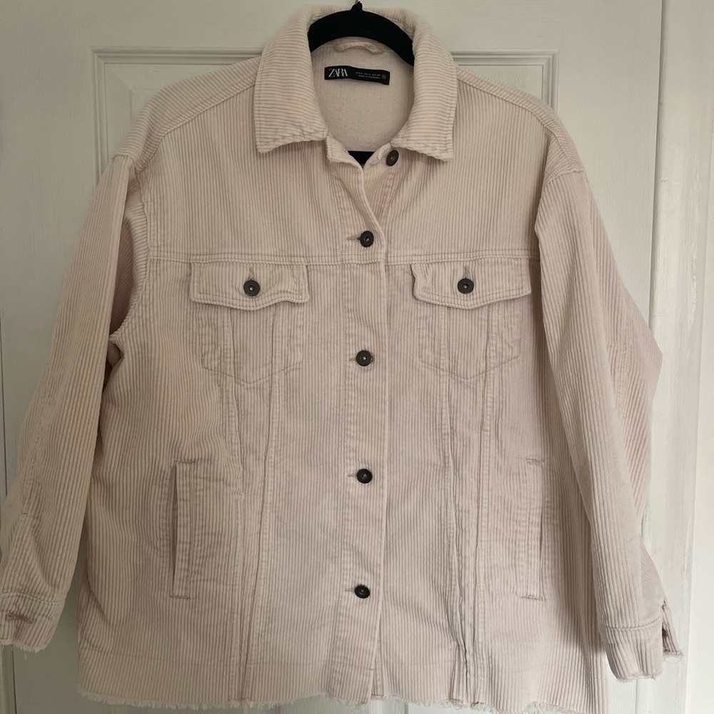 Zara Oversized Cream Corduroy Jacket